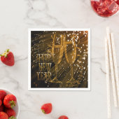 Happy New Year Gold Sparkle Champagne Napkins Servetten (Insitu)