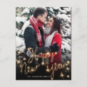Happy New Year Gold Sparkle Script Script PHOTO Gr Briefkaart (Voorkant)