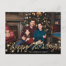 Happy New Year Gold Sparkle Script Script PHOTO Gr Briefkaart