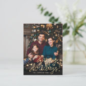 Happy New Year Gold Sparkle Script Script PHOTO Gr Briefkaart (Staand voorkant)