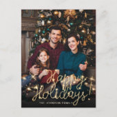 Happy New Year Gold Sparkle Script Script PHOTO Gr Briefkaart (Voorkant)