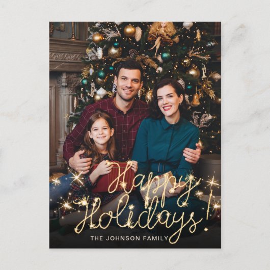 Happy New Year Gold Sparkle Script Script PHOTO Gr Briefkaart (Voorkant)