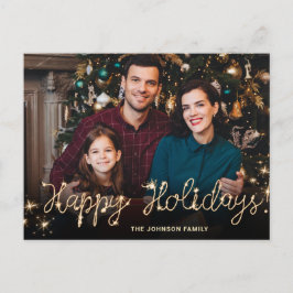 Happy New Year Gold Sparkle Script Script PHOTO Gr Briefkaart