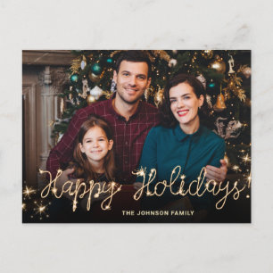 Happy New Year Gold Sparkle Script Script PHOTO Gr Briefkaart