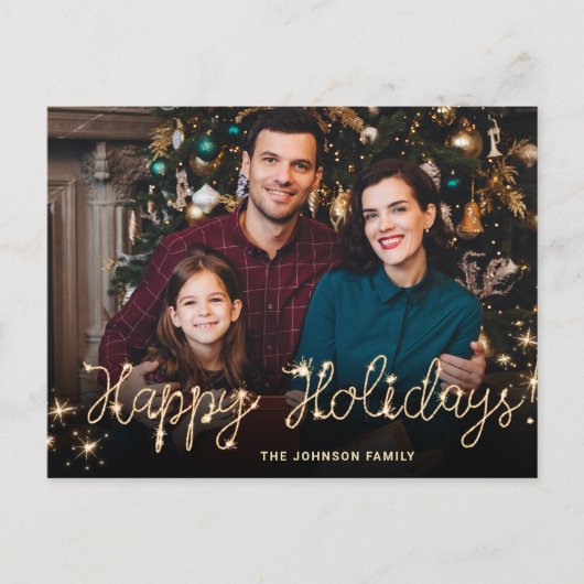 Happy New Year Gold Sparkle Script Script PHOTO Gr Briefkaart (Voorkant)