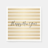 Happy New Year Gold Striped Pattern Holiday Napkin Servetten (Voorkant)