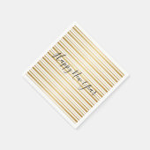 Happy New Year Gold Striped Pattern Holiday Napkin Servetten (Hoek)