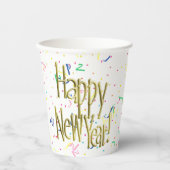 Happy New Year - Gold Text Papieren Bekers (Voorkant)