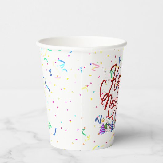 Happy New Year - Gold Text Papieren Bekers (Rechts)