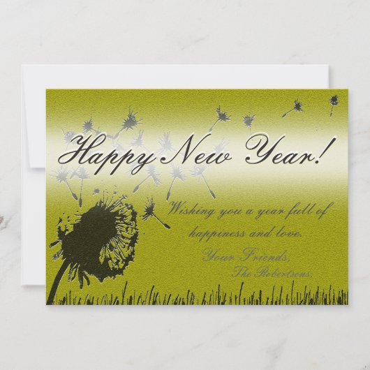 Happy New Year - Gold Wish Kaart (Voorkant)