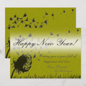 Happy New Year - Gold Wish Kaart (Voorkant / Achterkant)