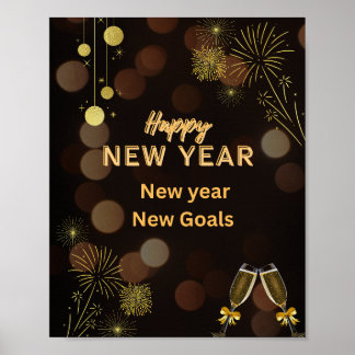 Happy New Year – Golden Brown Poster