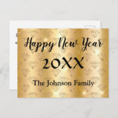 Happy New Year Golden en Black Elegant Briefkaart (Voorkant / Achterkant)