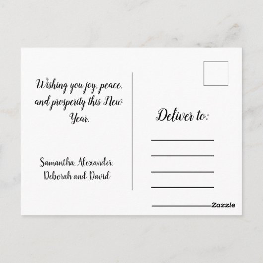 Happy New Year Golden en Black Elegant Briefkaart (Achterkant)