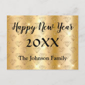 Happy New Year Golden en Black Elegant Briefkaart (Voorkant)
