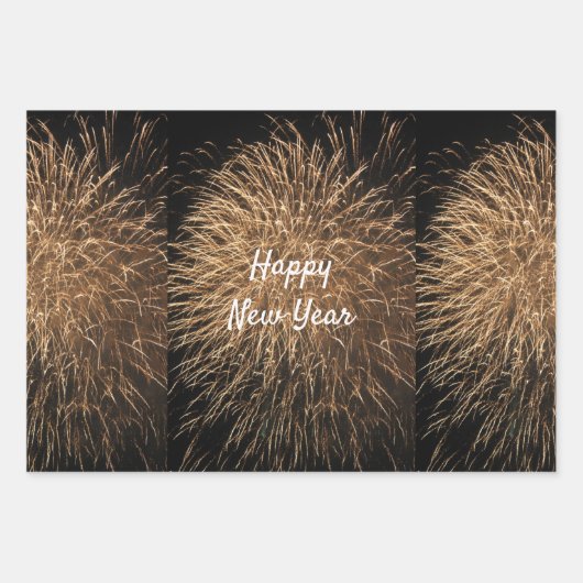 Happy New Year Golden Fireworks Pattern 2023 Inpakpapier Vel (Voorkant 2)