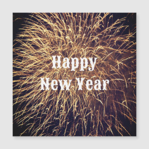 Happy New Year Golden Fireworks Trendy 2023