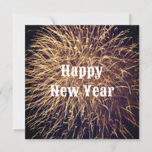 Happy New Year Golden Fireworks Trendy 2023 Kaart