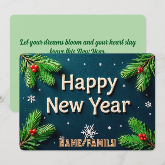 Happy New Year Golden Lettering Feestdagenkaart (Voorkant / Achterkant)