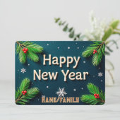 Happy New Year Golden Lettering Feestdagenkaart (Staand voorkant)