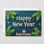 Happy New Year Golden Lettering Feestdagenkaart (Voorkant)