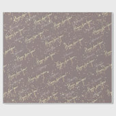 Happy New Year Golden Script Custom Name Brown Cadeaupapier (Vlak)