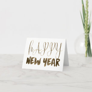 Happy New Year Golden Text Gold Typografie Feestdagen Kaart