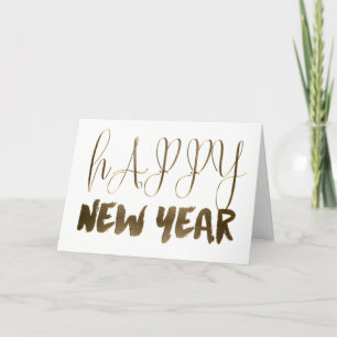 Happy New Year Golden Text Gold Typografie Feestdagen Kaart