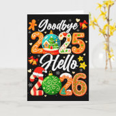 Happy New Year Goodbye 2025 Hello 2026 Christmas G Kaart (Gele Bloem)