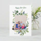 Happy New Year Greenery Modern Holiday Kaarten (Staand voorkant)