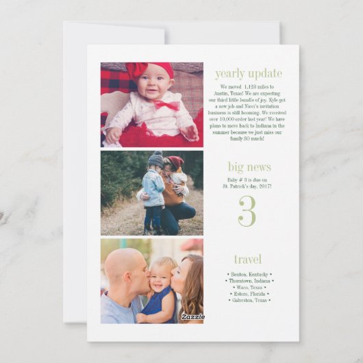 Happy New Year Greenery Modern Holiday Kaarten (Achterkant)