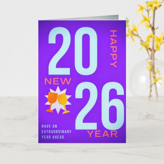 Happy New Year Greeting Card – Festive Holiday Kaart (Gele Bloem)