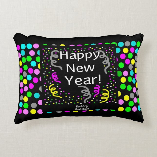 Happy New Year Greetings Accent Pillow Kussen (Voorkant)