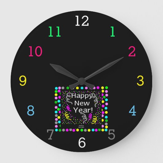 Happy New Year Greetings AcrylWall Clock Grote Klok (Voorkant)