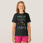 Happy New Year Greetings Girls Black Basic T Shirt (Voorkant volledig)