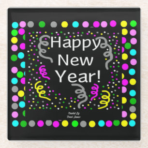 Happy New Year Greetings Glass Onderzetter
