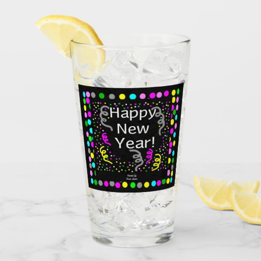 Happy New Year Greetings Glass Tumbler (Voorkant ijs)