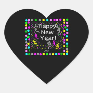 Happy New Year Greetings Heart Sticker