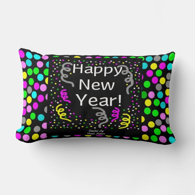 Happy New Year Greetings Lumbar Pillow Kussen (Voorkant)