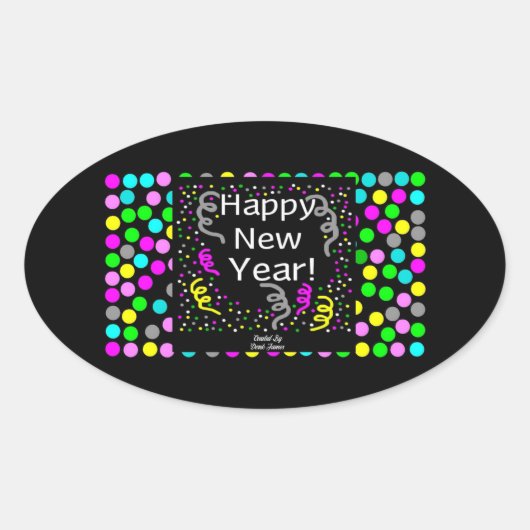 Happy New Year Greetings Oval Sticker (Voorkant)