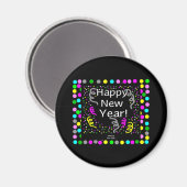 Happy New Year Greetings Round Magnet (Voorkant / Achterkant)