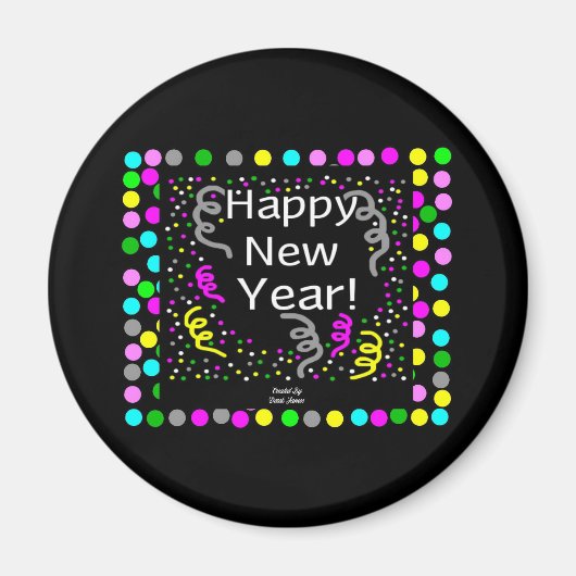 Happy New Year Greetings Round Magnet (Voorkant)