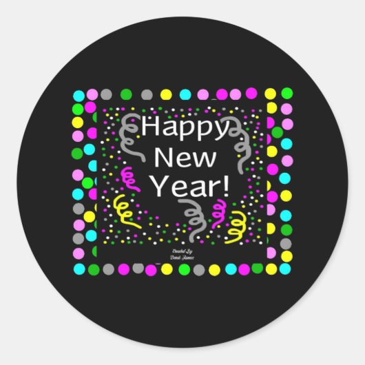 Happy New Year Greetings Round Sticker (Voorkant)