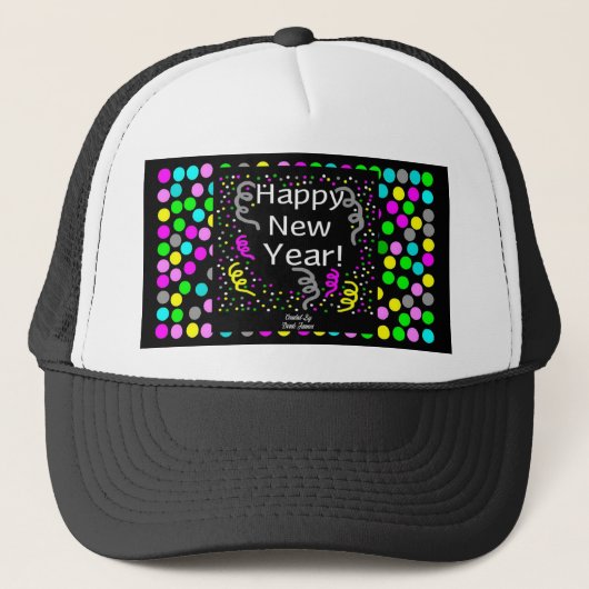 Happy New Year Greetings Trucker Hat Pet (Voorkant)