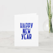 Happy New Year Hand-drawn White Blue Postcard Kaart (Voorkant)