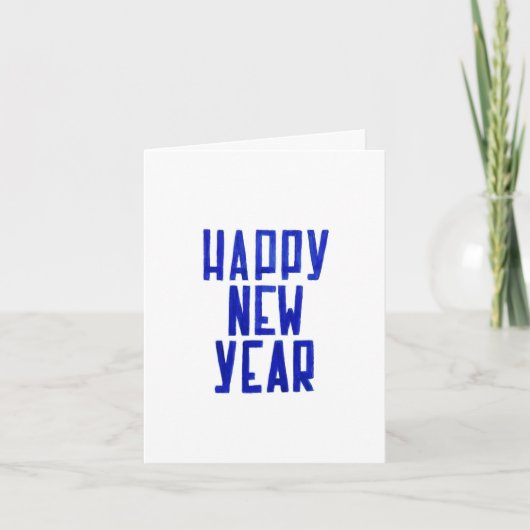 Happy New Year Hand-drawn White Blue Postcard Kaart (Voorkant)
