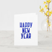 Happy New Year Hand-drawn White Blue Postcard Kaart (Gele Bloem)