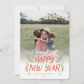 Happy New Year Hand getekende Pine Berries Red Fot Feestdagenkaart (Voorkant)