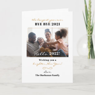 Happy New Year Hand-Lettered Family Foto Feestdagen Kaart