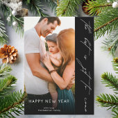 Happy New Year Handwritten Script Black Photo Feestdagenkaart